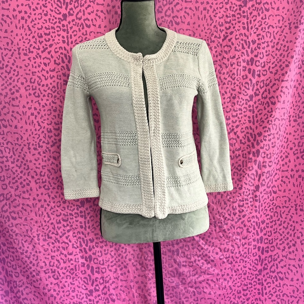 Mint Green and Off White Cardigan